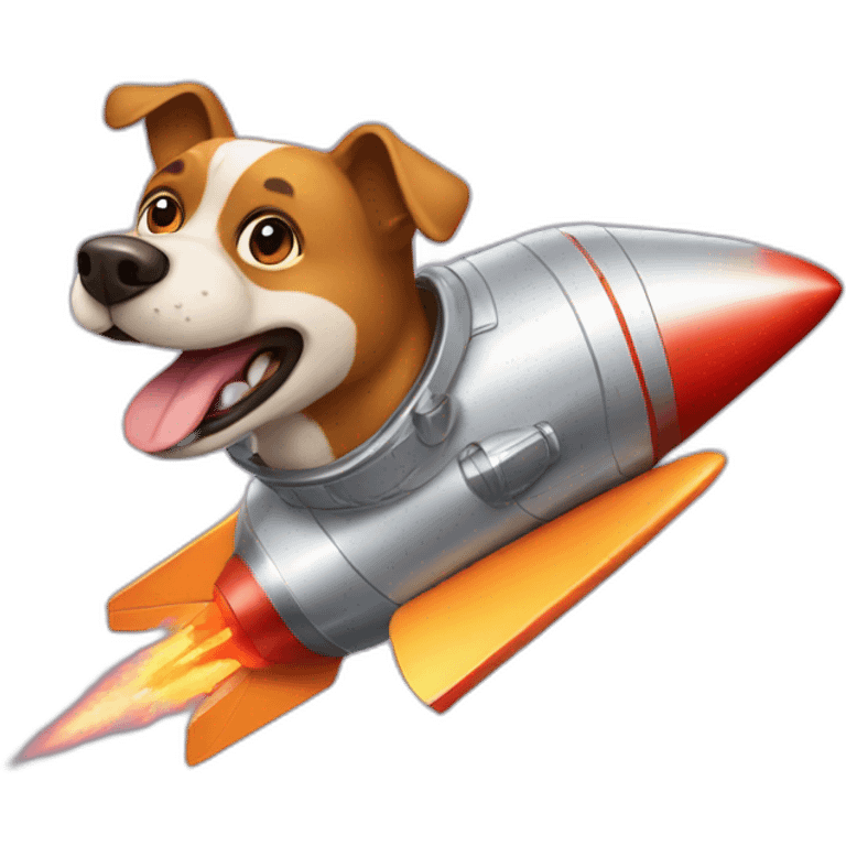 rocketship with a dog riding it emoji