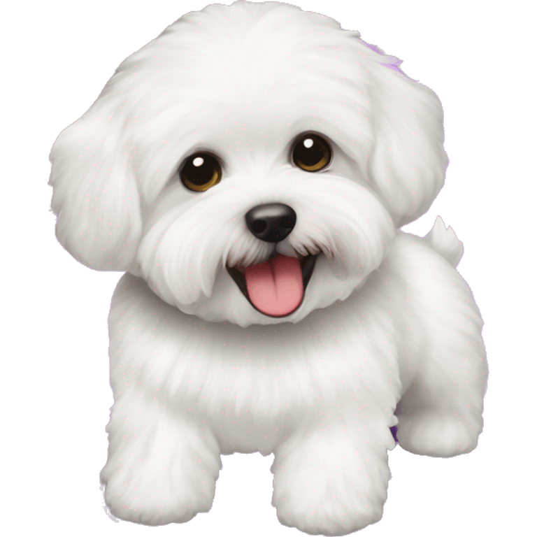 White maltipoo yoga mat emoji