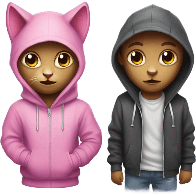 Pink cat alien with hoodie boy with hoodie and cat ears emoji