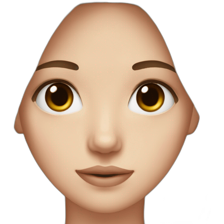 white girl with dark brown hair, brown eye, blush on the cheeks emoji