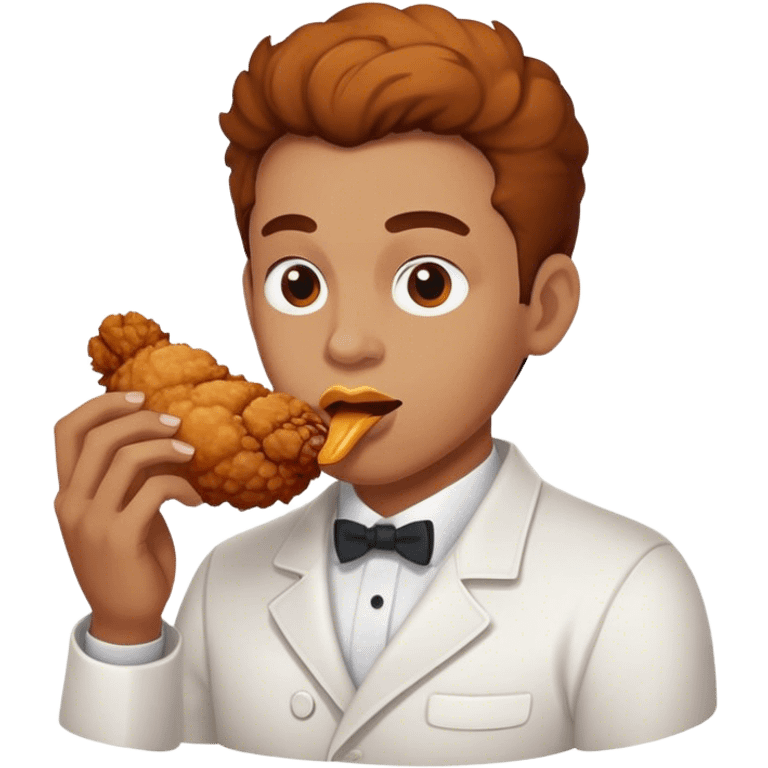 Person eating fried chicken emoji