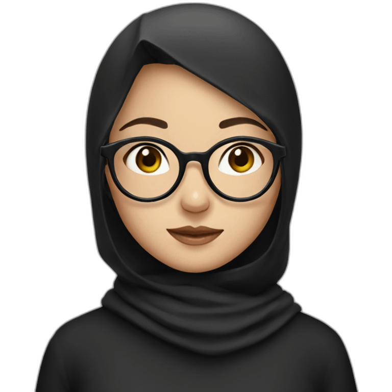 a chinese girl with black hijab and round glasses emoji