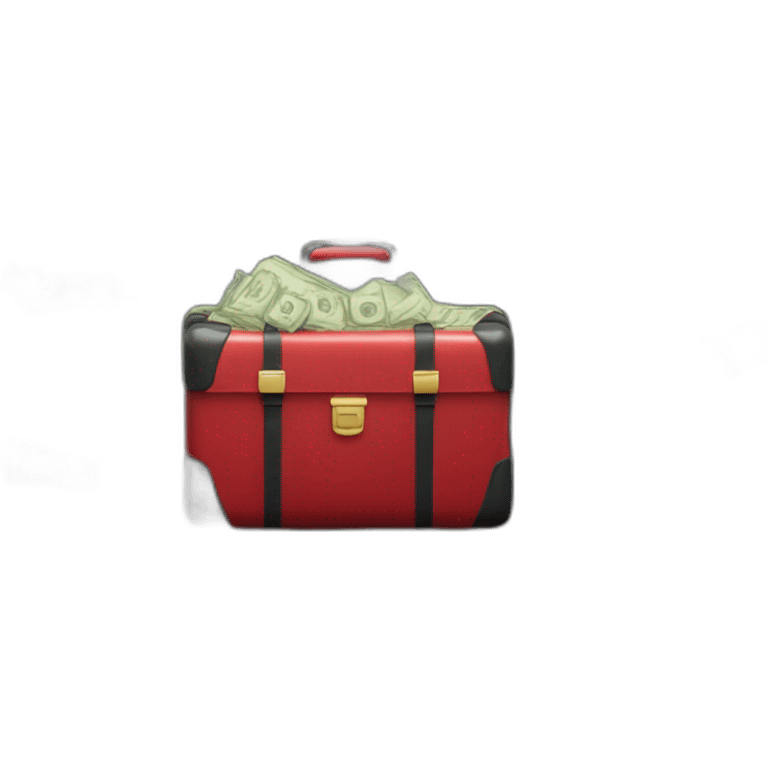 a black-red suitecase full of money emoji