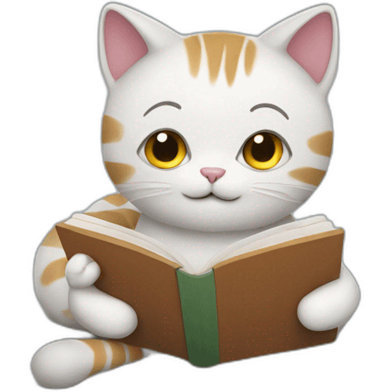 cat chilling with a book emoji