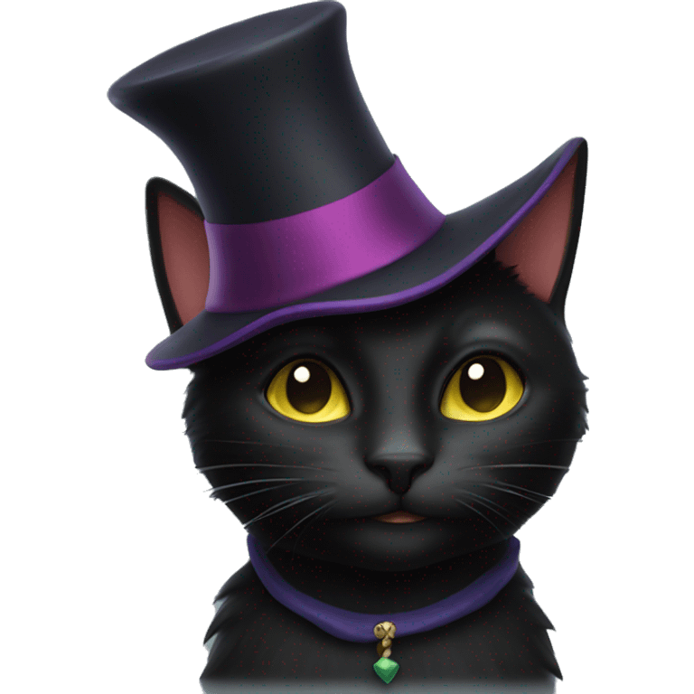 Black cat with pointy jester hat emoji