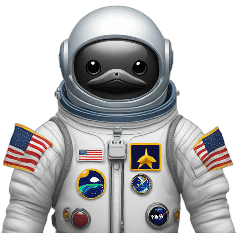 a minnesota loon with an astronaut uniform, head poking out of uniform emoji