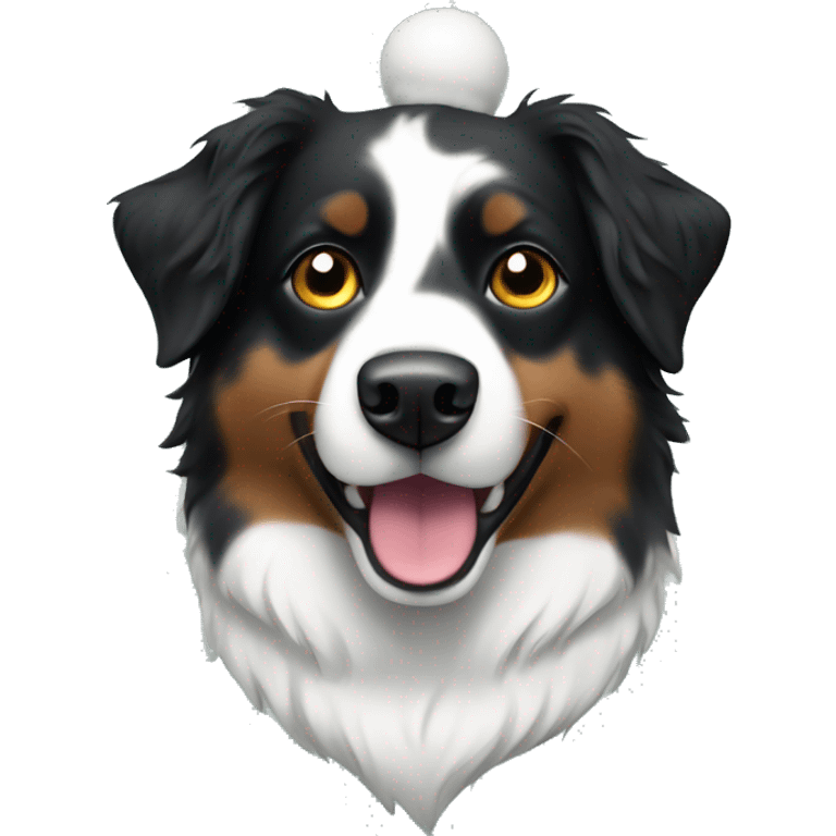 Small black australian shepherd dog Christmas tree emoji