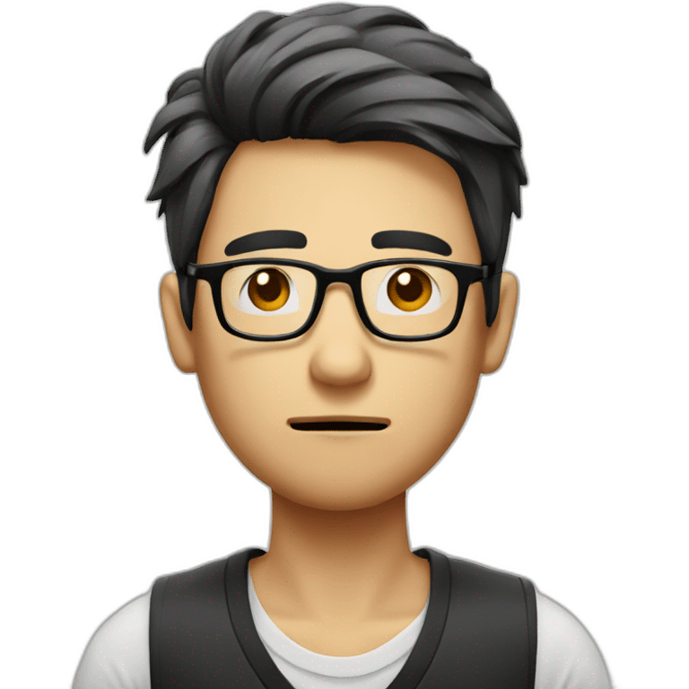 HongKong guy glasses worry face smoking emoji