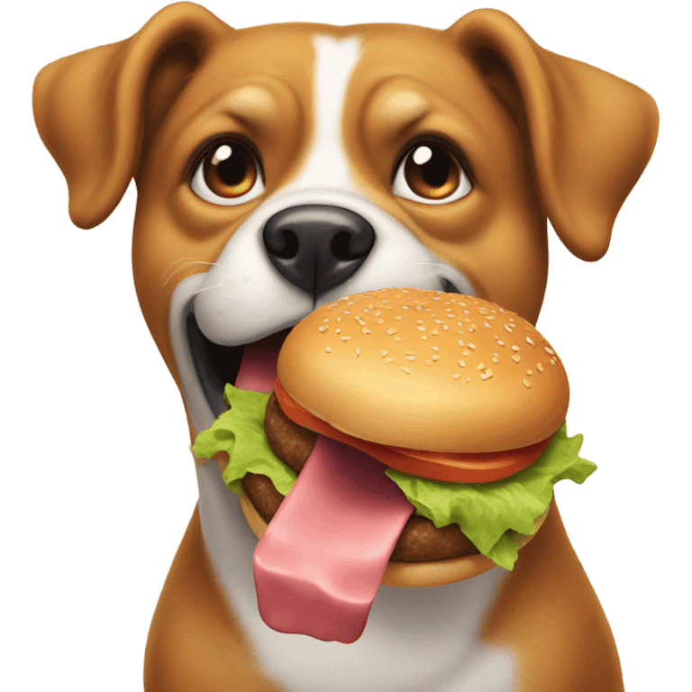 Dog eating a burger emoji