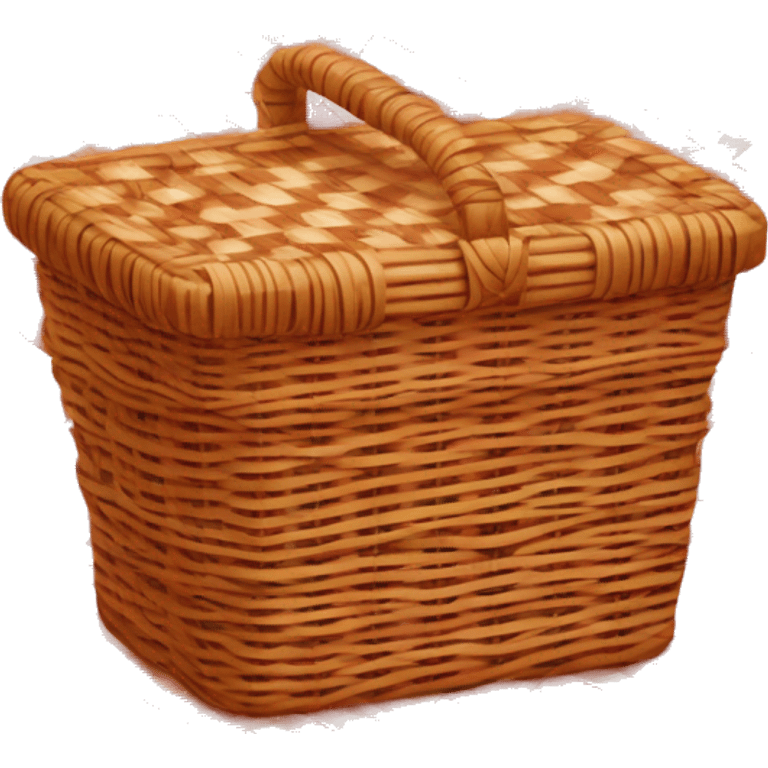 Wicker Picnic basket on a red and white plaid blanket emoji