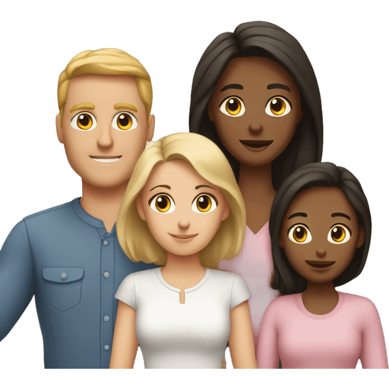 White Family mom,dad, and 3 daughters emoji