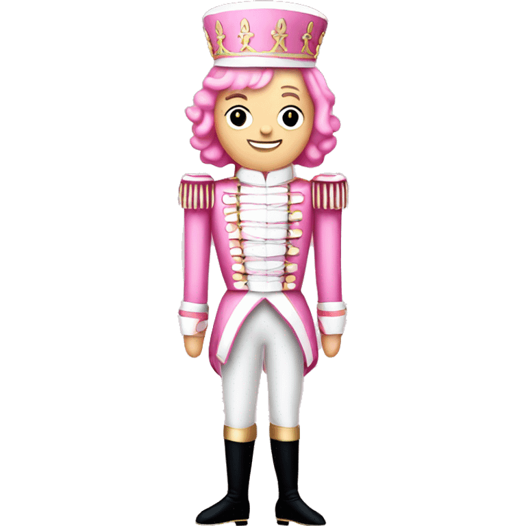 Pink nutcracker with pink hair full body white emoji