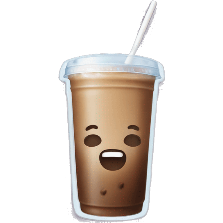 Iced coffee with no whipped cream flat lid with straw  emoji