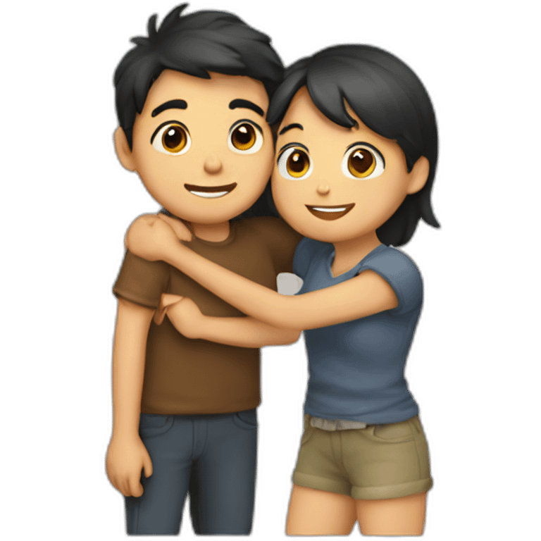 Boy and girl hugging emoji