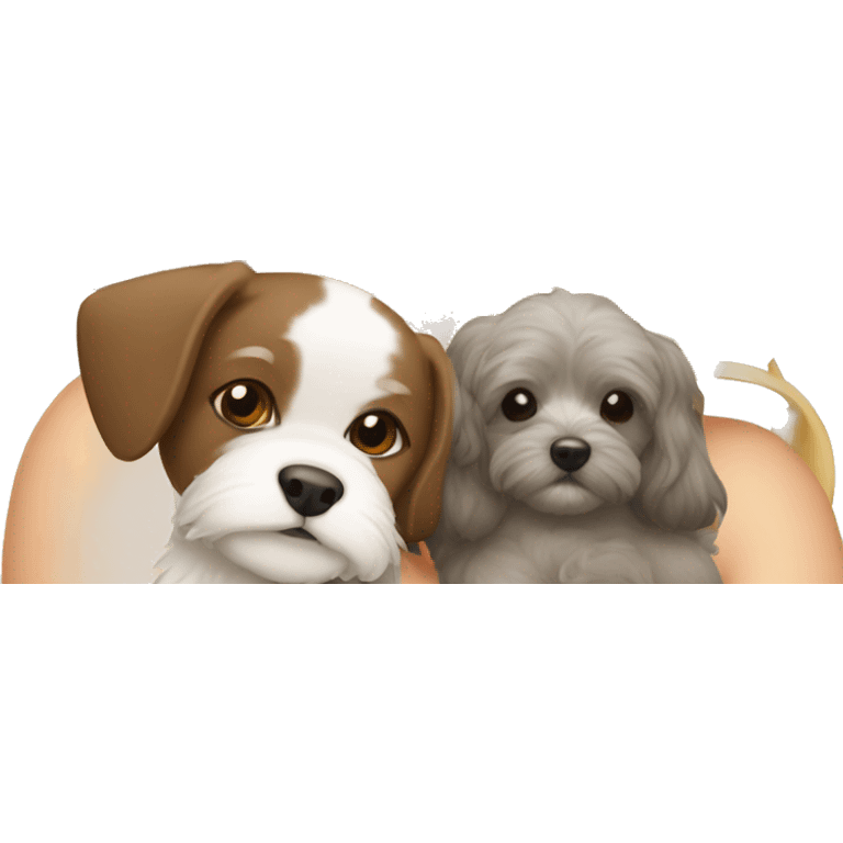 Menina com uma cachorra shitzu de laço cor clara  emoji