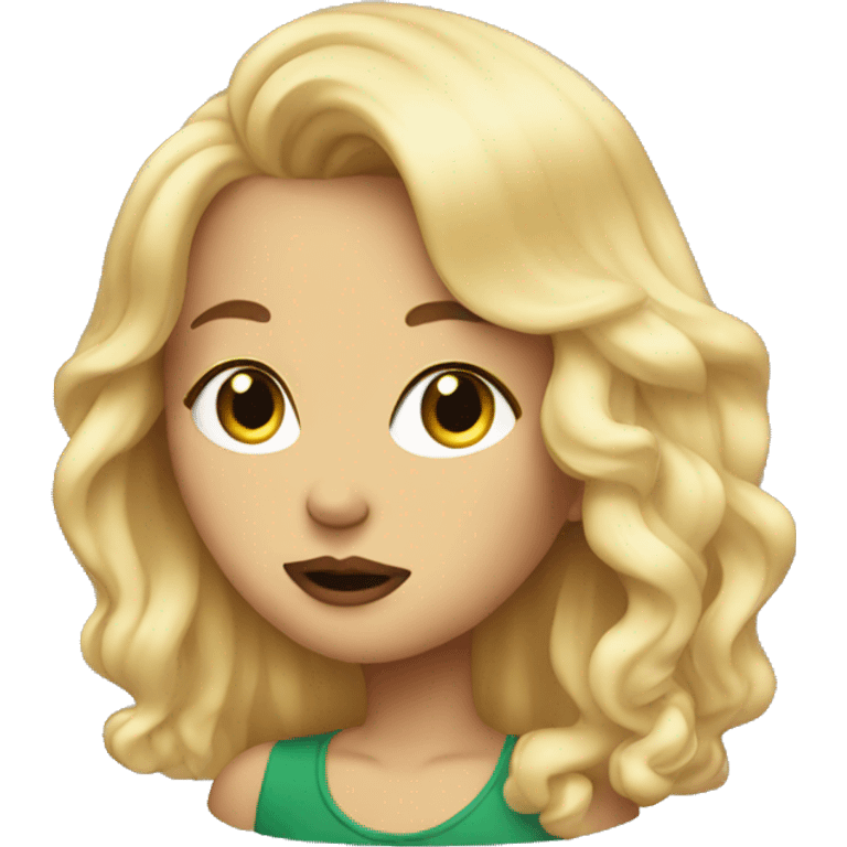 Girl with blonde hair blowing kiss emoji