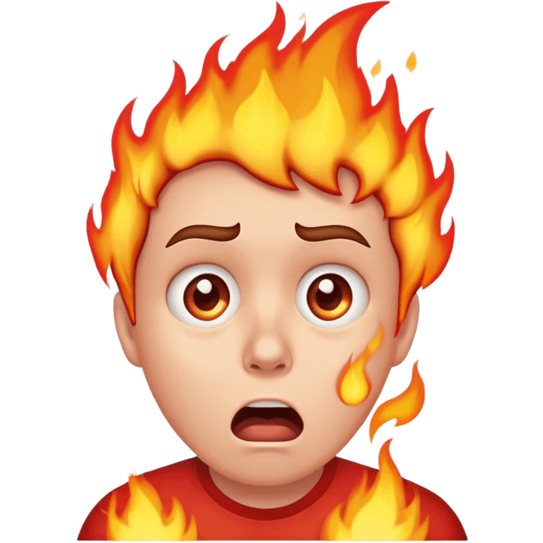 laptop with shocked face, fire, sad  emoji