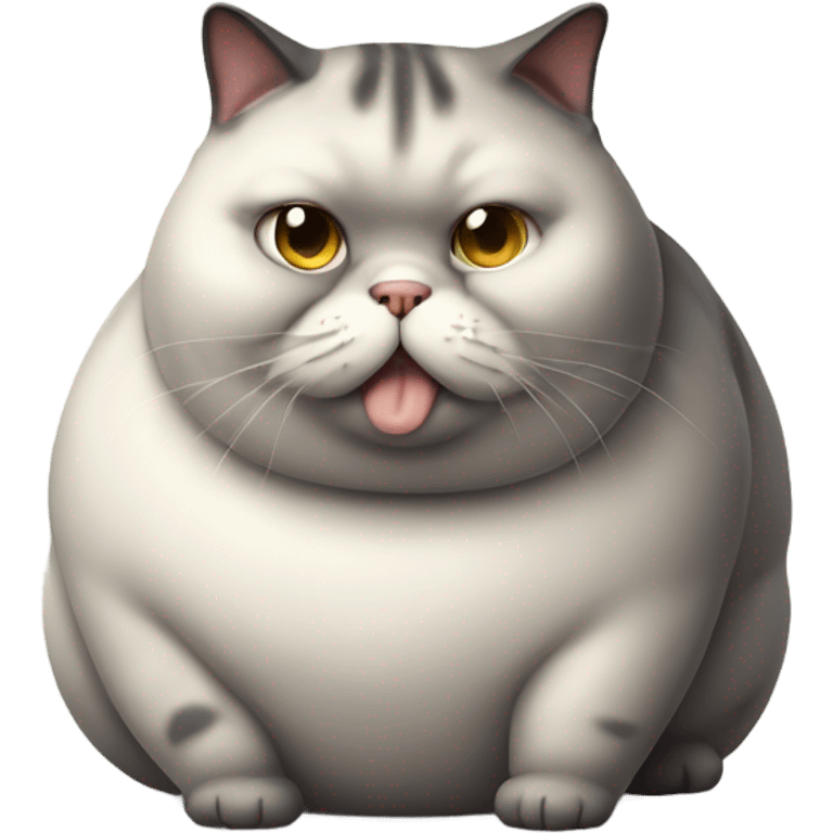 Extremly overly obese cat with really small head and body 10 times larger emoji