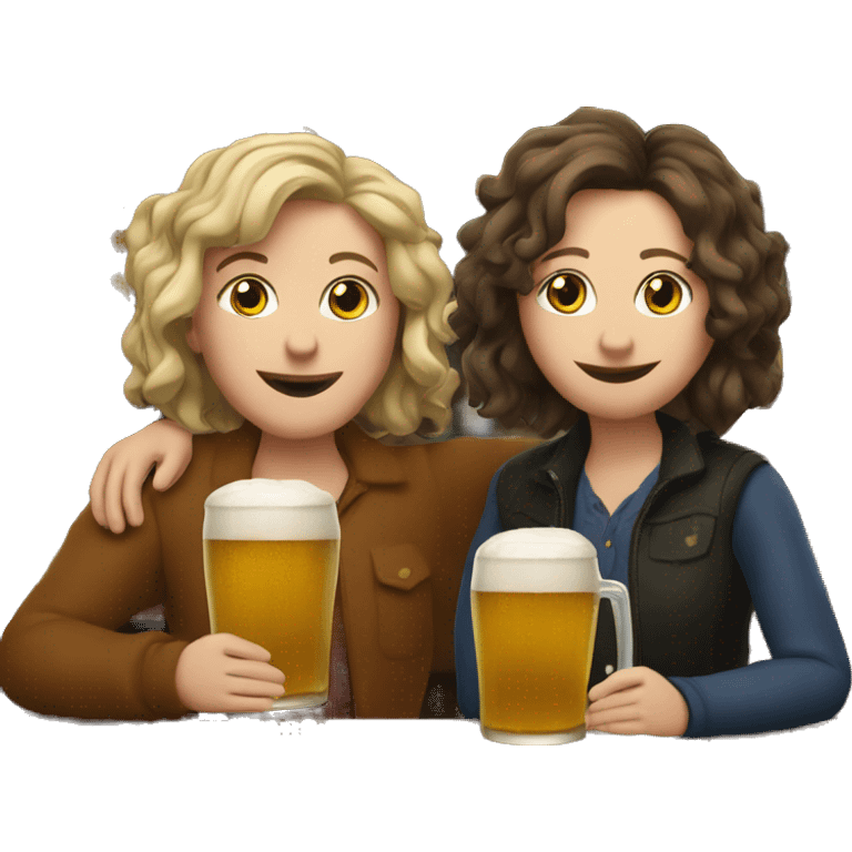 Me and Jan in a pub with beers in hand emoji