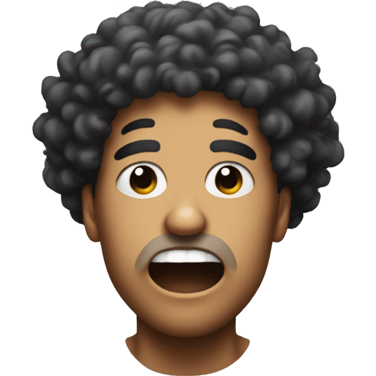 Drooling guy with a big Afro punching himself  emoji