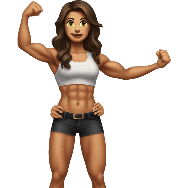 Muscle girl muscular arms tanned brunette  emoji