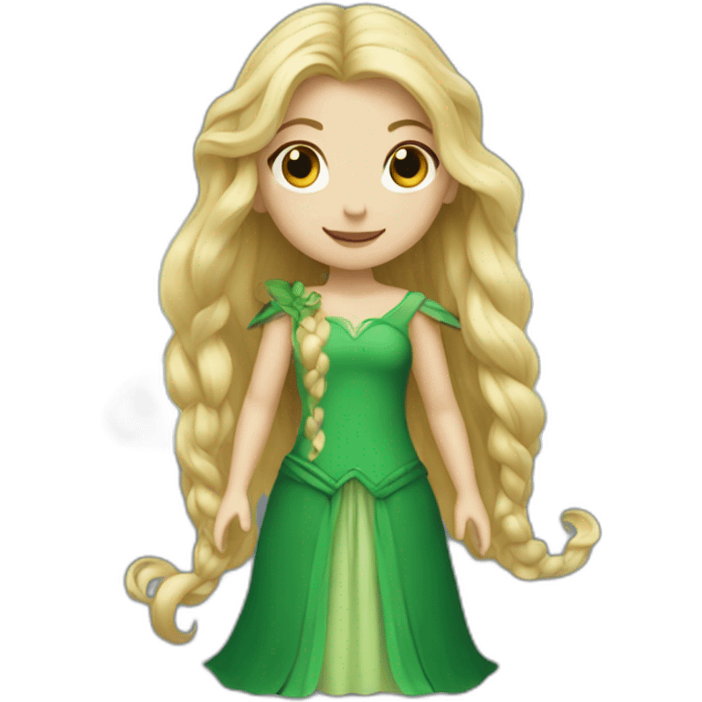 Fairy with long blond hair and green dress emoji