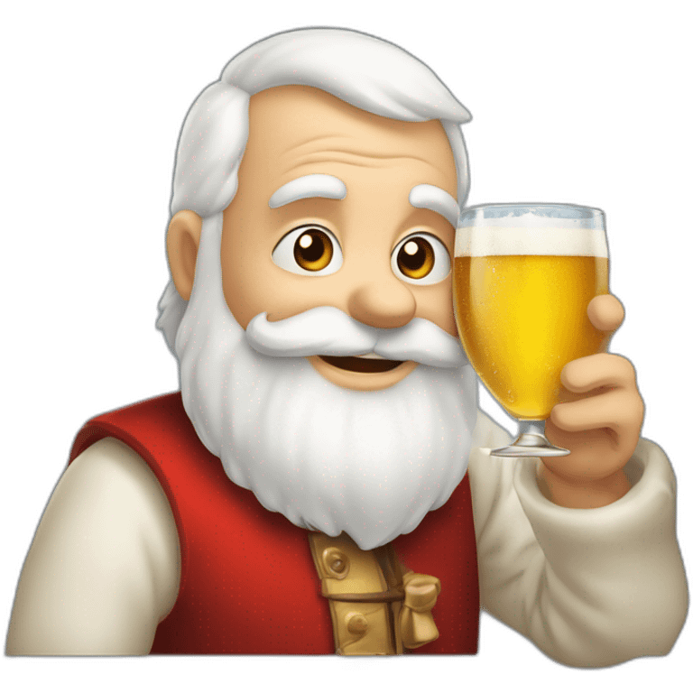 Père Noël qui offre un verre de bière à un enfant comme cadeau emoji