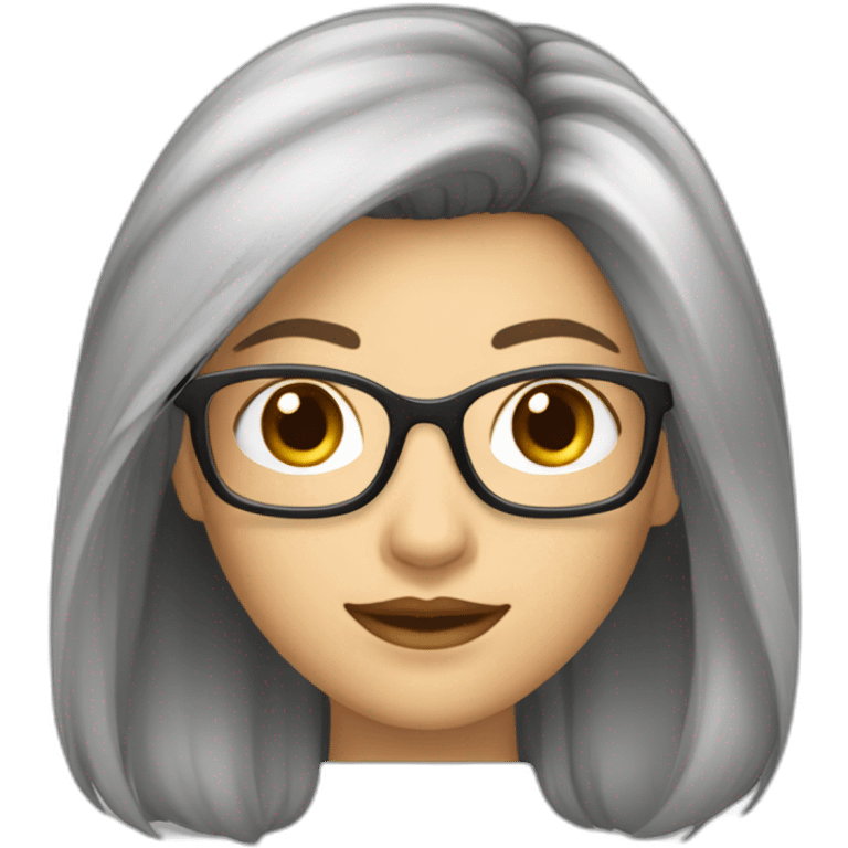 Femme cheveux long châtain, lunette, clin d’œil  emoji