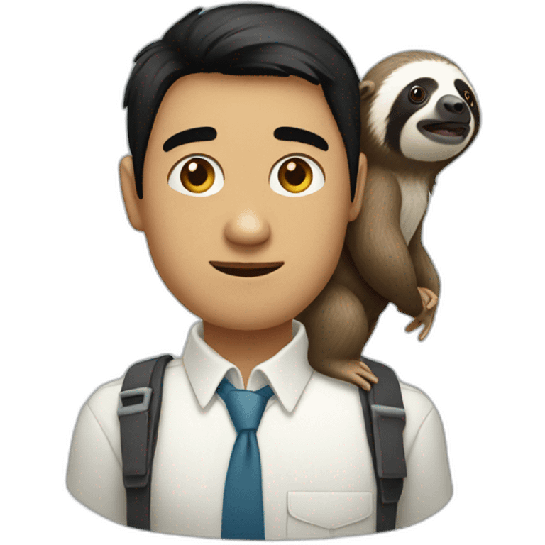 black hair pale software engineer with a sloth around the neck emoji