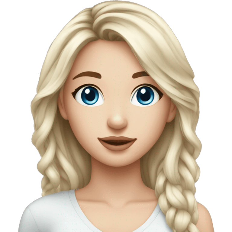 A beauty young girl, about 21 years old, blue eyes, shor hair and withe skin  emoji