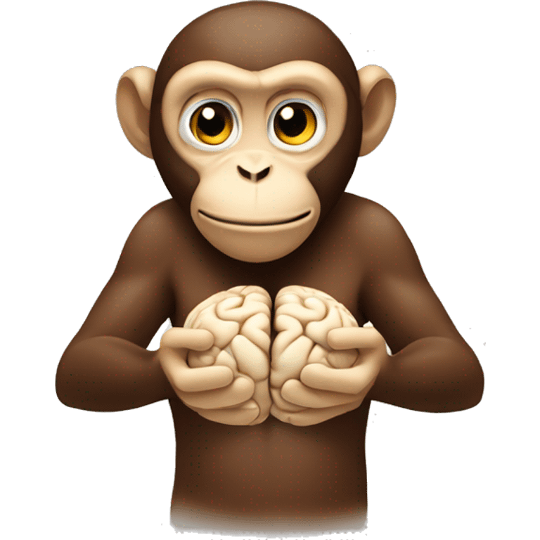 Monkey holding his brain in his hands emoji