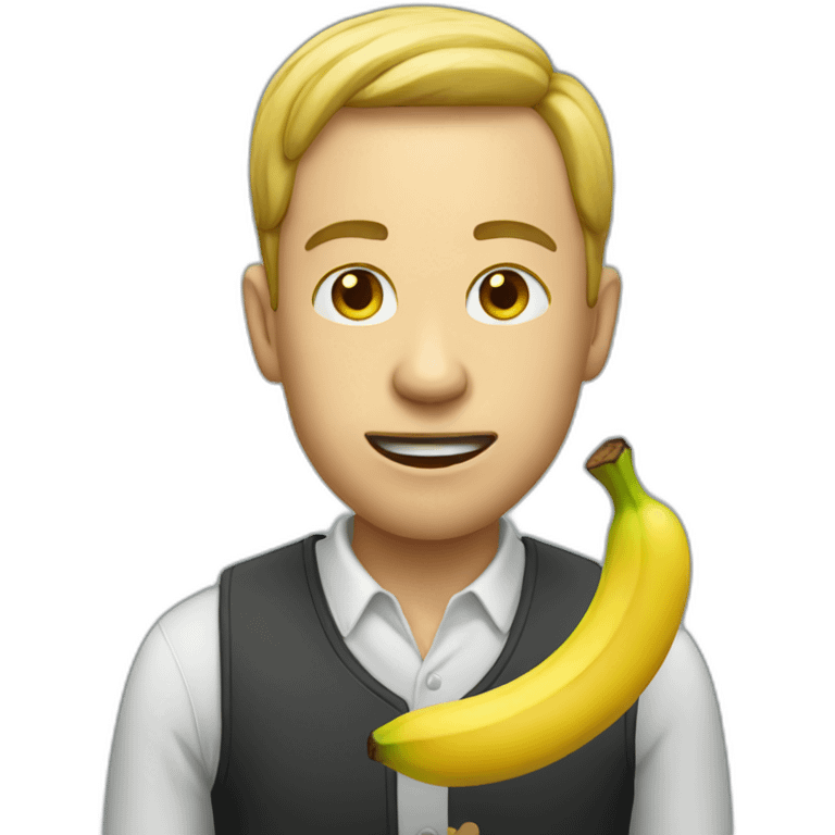 Man with banana in mouth emoji