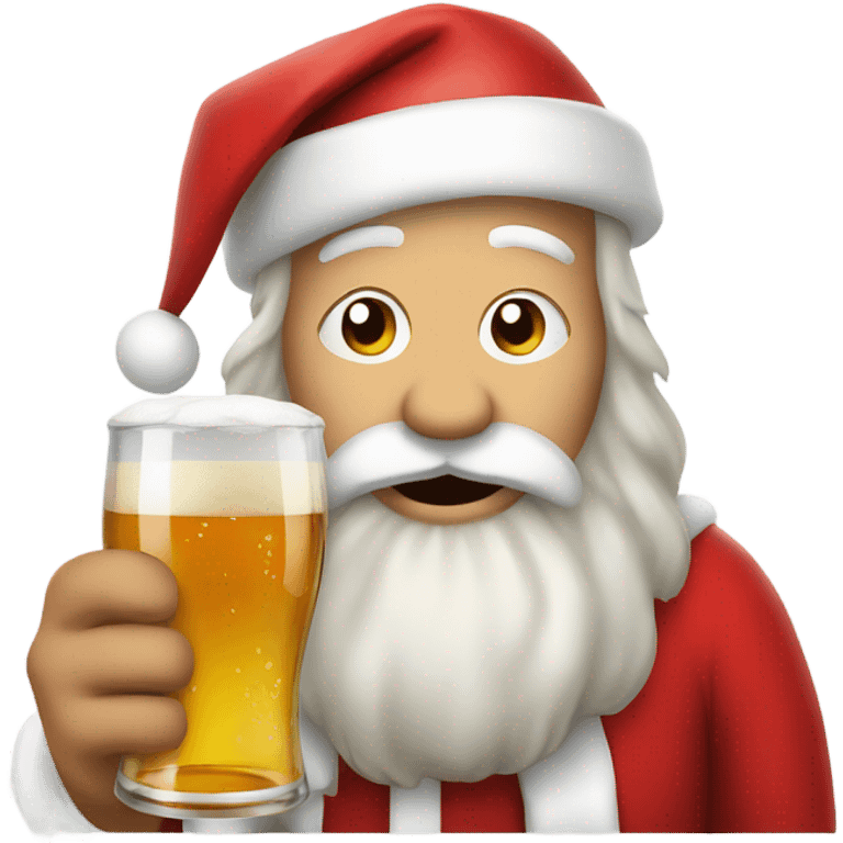 Santa drinking a beer emoji