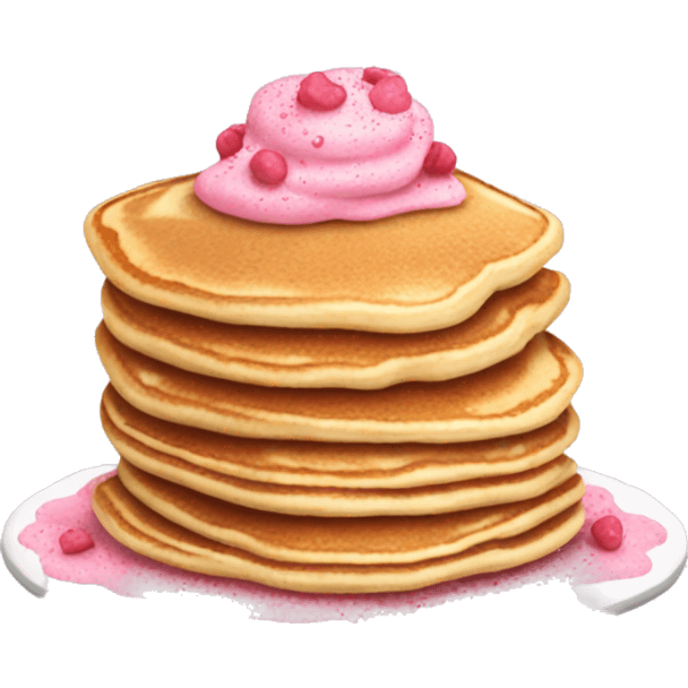 Pancake with powdered pink sprinkled emoji