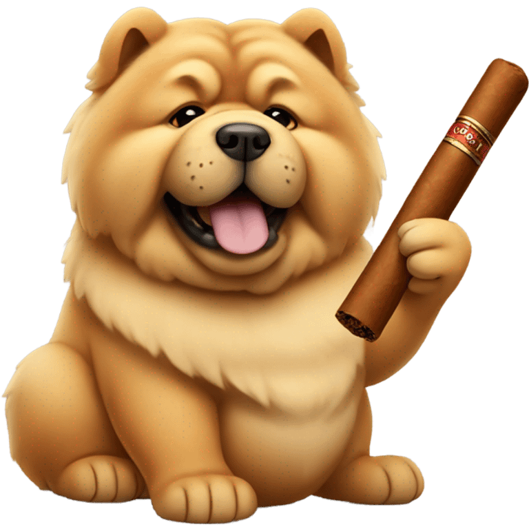 chow chow dog holding cigar with paw  emoji