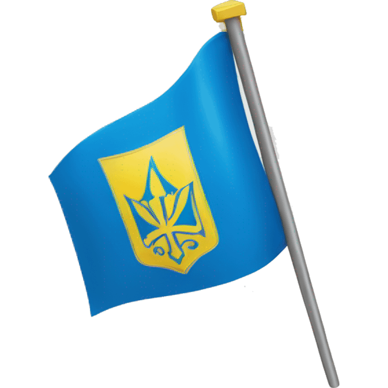 Blue flag with yellow Ukrainian trident in the middle emoji