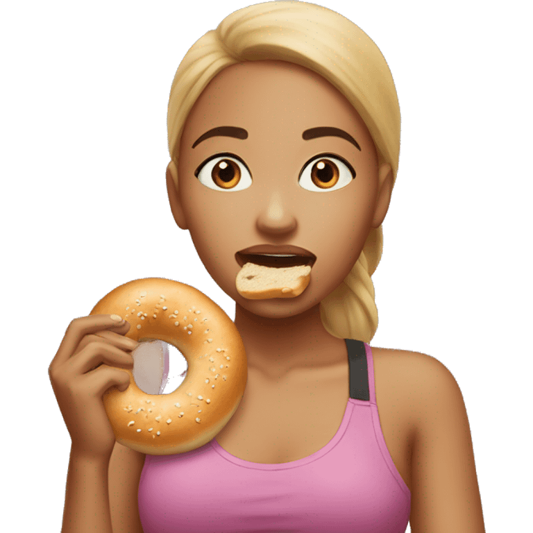 Girl eating bagel  emoji