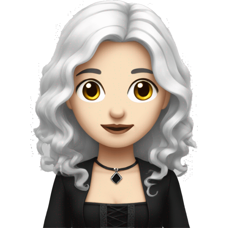 white hair girl with black gothic dress emoji