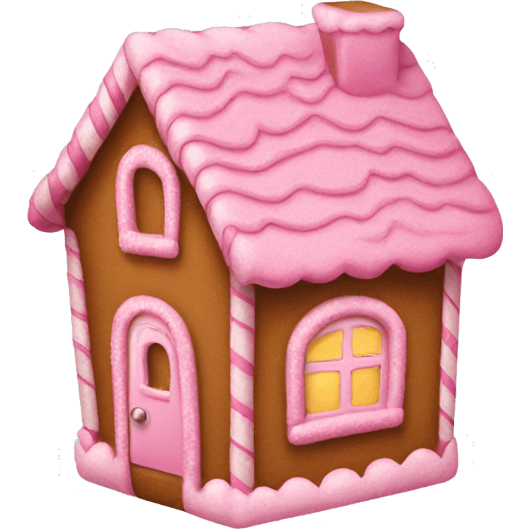 A pink gingerbread house emoji