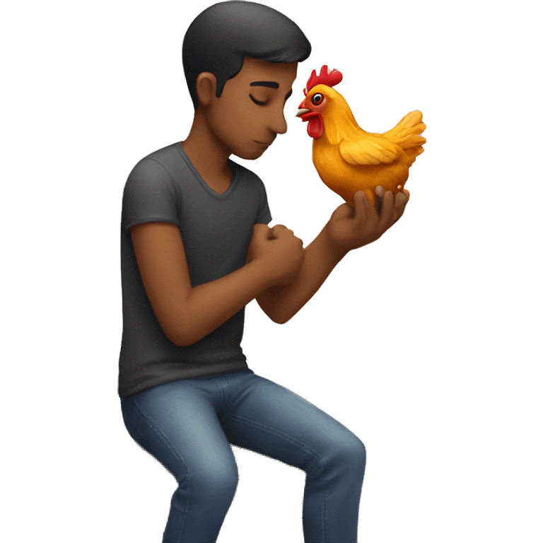 Guy kissing a chicken emoji