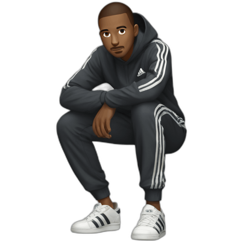 guy with adidas tracksuit crouching emoji