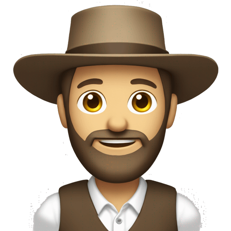 Amish man white with brown straw hat building a building with beard without a mustache smiling  emoji