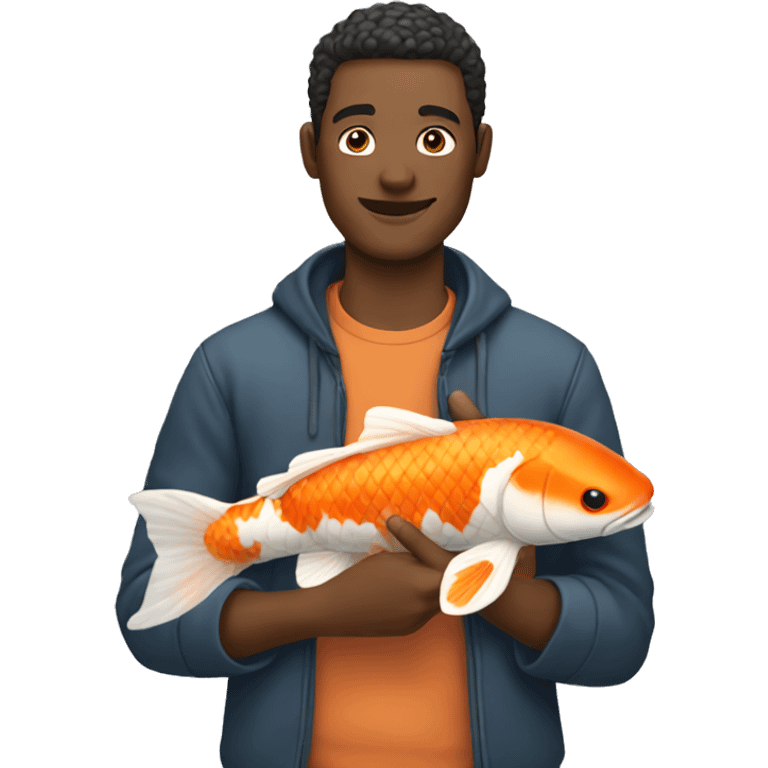 a man holding a koi fish  emoji