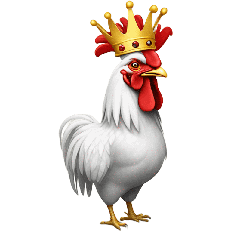 crestless rooster with a king's crown emoji