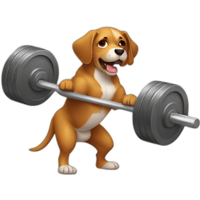 A dog lifting a barbell emoji