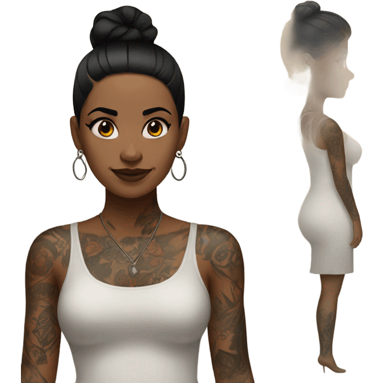 Dark hair women with tattoos  emoji