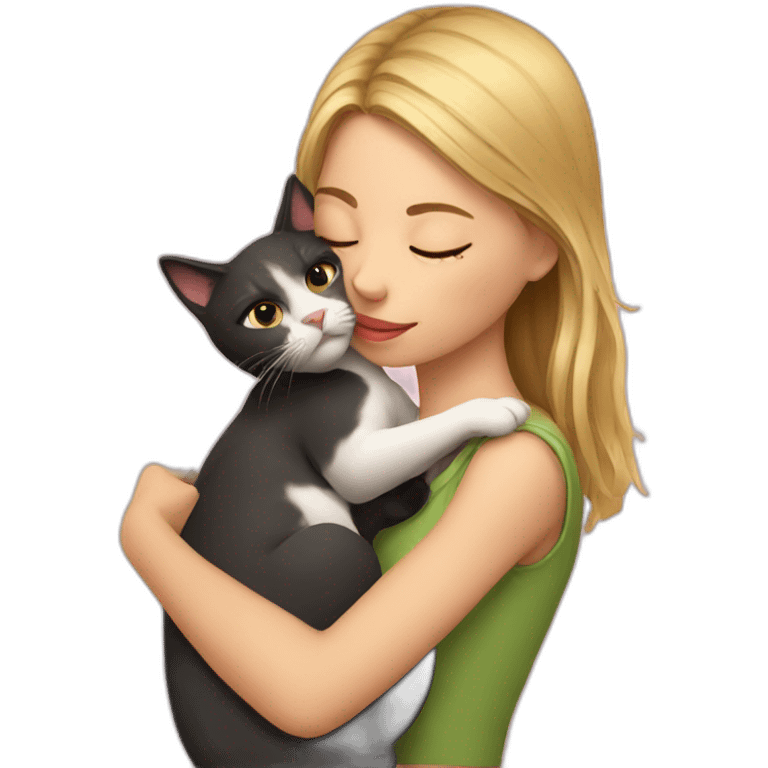 Girl kissing a cat emoji