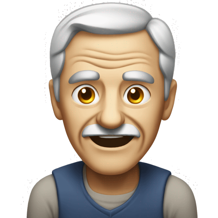 smiling old man in portrait with angry face emoji