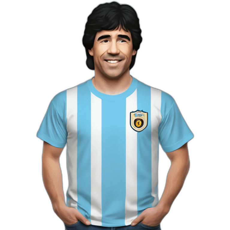 Diego Maradona 86 argentina stripes tshirt emoji