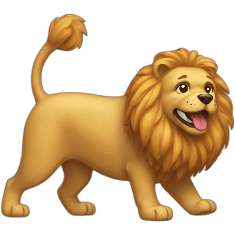 Chien qui fait caca sur un lion emoji